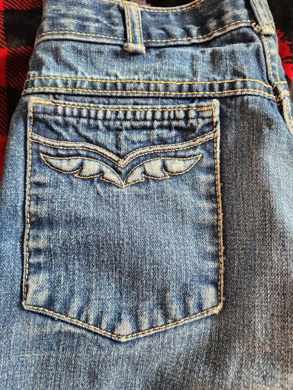 Vintage 70s Fancy Ass High Rise Western Wing Pocket Jeans Made in Canada Size 27 - Picture 7 of 11